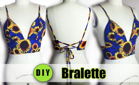 DIY Bralette (easy) - Pattern included Diy Bralette, Bralette Pattern, Diy Vetement, Diy Fashion Clothing, Trendy Swimwear, Triangle Bralette, Diy Sewing Clothes, Lingerie Collection, Threading