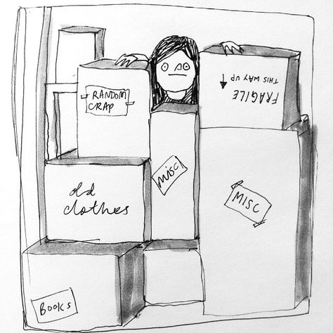 Moving Boxes Drawing, Moving Boxes Illustration, Moving Doodles, Home Doodle, Cardboard Box Houses, House Doodle, Doodle Diary, Journal 2023, September Themes