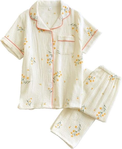 Amazon.com: Shanghai Story Women's Cotton Pajamas Set Short Sleeve Sleepwear Button-Down Nightwear Long Pants Pj Lounge Sets Pajamas Style A Size M : Clothing, Shoes & Jewelry Girly Pjs, Cotton Pajama Set Women, Cotton Nightwear, Cotton Pajamas Women, Womens Pajamas, Cute Pajama Sets, Cotton Pajamas, Floral Pajamas, Cotton Pajama Sets