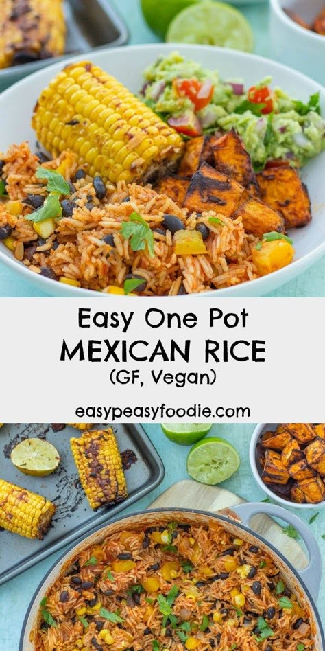 A quick, simple and delicious recipe, this Easy One Pot Mexican Rice with Black Beans and Corn is wonderful as a main course in its own right or as a side dish to all your Mexican favourites. It’s gluten free, dairy free and vegan too! Dedicated to #HonestMum #mexicanrice #mexicanfood #vegan #dairyfree #glutenfree #vegetarian #easypeasyfoodie Mexican Rice With Black Beans, One Pot Mexican Rice, Rice With Black Beans, One Pot Mexican, Black Beans And Corn, Clean Eating Vegetarian Recipes, Clean Eating Vegetarian, Beans And Corn, Vegan Mexican Recipes