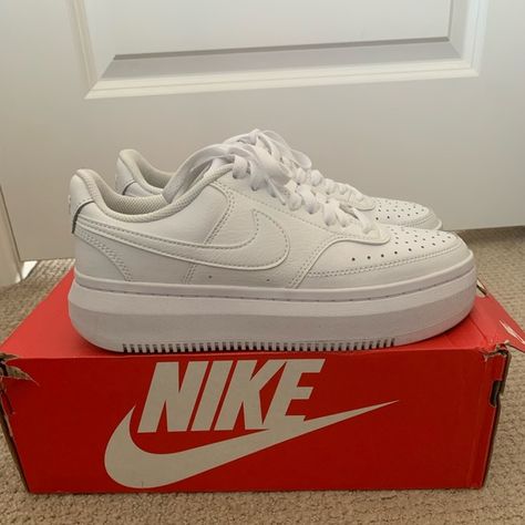 Nike Court Vision Alta - White Airforce 1 Outfit, Nike Court Vision Alta, Nike Vision, Shoe Rotation, White Shoes Outfit, Nike Court Vision, Nike Airforce 1, Court Vision, Sneakers And Socks