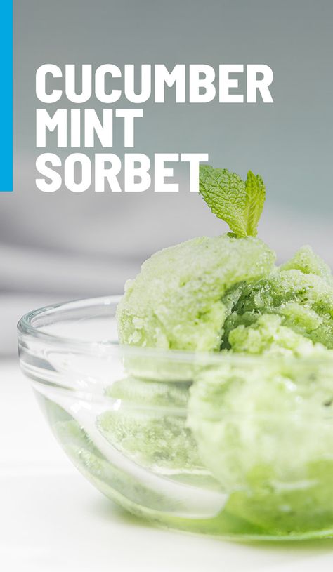 You don’t need an ice cream maker for this Cucumber Mint Sorbet. Fragrant and refreshing, there is nothing like the clean, fresh taste of our Poco Bites® Cocktail Cucumbers to cool you down and keep you hydrated! #PocoBites #cucumber #greenhousegrown #mint #sorbet #dessert #LiveDeliciously #flavorUP Cucumber Mint Jelly, Cucumber Sorbet, Vegan Sorbet, Sorbet Dessert, Mint Sorbet, Homemade Sorbet, Sorbet Recipe, Creamed Cucumbers, Apple Mint