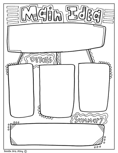 Cute Graphic Organizer Template, Creative Graphic Organizer Design, Graphic Organizer Ideas, Graphic Organizer Design, Graphic Organizers Templates, Classroom Doodles, Main Idea Graphic Organizer, Free Graphic Organizers, Kids Graphic Design