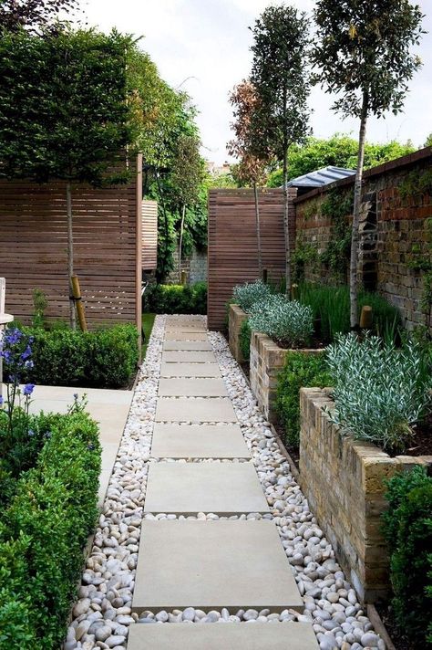 Stone Walkways, Small Backyard Garden Design, Moderne Have, Side Yard Landscaping, Small Backyard Gardens, Modern Landscape Design, Cottage Gardens, Landscape Designs, Backyard Garden Design