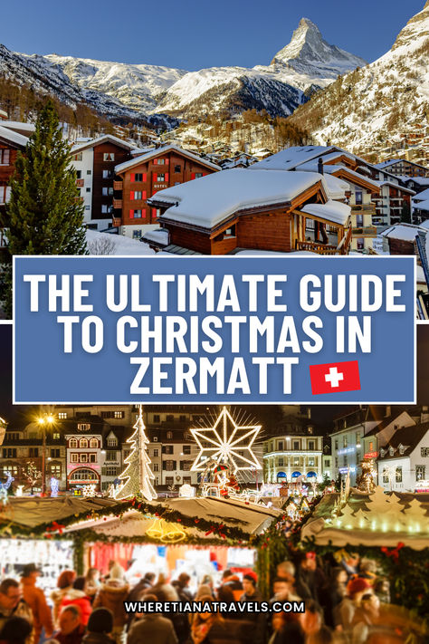 Discover the magic of Christmas in Zermatt, Switzerland! Our ultimate guide covers everything from twinkling lights to ski slopes. Find the best festive markets and cozy chalets. Don't miss out on the holiday of a lifetime! Click to explore more. Zermatt Switzerland Christmas, Zermatt Christmas, Zermatt Switzerland Winter, Christmas In Switzerland, Switzerland Christmas, Matterhorn Mountain, Switzerland Travel Guide, Christmas Getaways, European Christmas