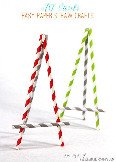 art easel made from paper straws Straws Crafts, Paper Straws Crafts, Drinking Straw Crafts, Art Party Supplies, Flower Wall Hanging Decor, Room Hanging Decor, Diy Paper Wall Hanging, Diy Easel, Thrifty Crafts