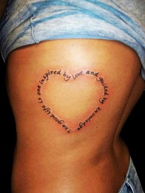 Cute heart rib tattoo Rib Tattoo Quotes, Heart Tat, Love Heart Tattoo, Scripture Tattoos, Female Tattoos, Shape Tattoo, Shoulder Tattoos, Heart Tattoo Designs, Tattoo Script