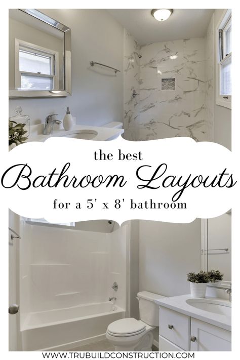 5x8 Bathroom Layout, 5x8 Bathroom, Small Bathroom Floor Plans, Master Bath Layout, Bathroom Layout Ideas, Bathroom Layout Plans, Small Full Bathroom, Small Bathroom With Shower, Small Bathroom Layout