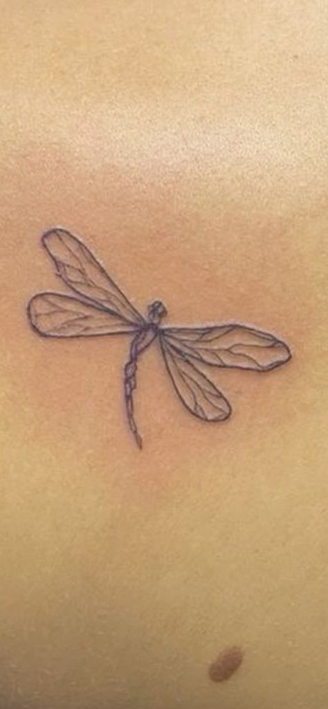 Dragonfly Tattoo On Hip, Tattoos Fairycore, Dragon Fly Tattoo For Women Simple, Purple Dragonfly Tattoo, Behind Elbow Tattoo Women, Dainty Dragonfly Tattoo, Dragon Fly Tattoo Designs, Dragon Fly Tattoo, Fly Tattoo