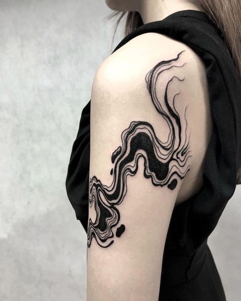 Marbling Tattoo, Ink Spill Tattoo, Marble Tattoo, Body Markings, Blackout Tattoo, Muster Tattoos, Waves Tattoo, Up Tattoos, Abstract Tattoo