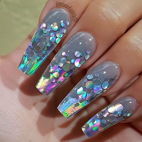 2,325 Likes, 12 Comments - Tony's Nails (@tonysnail) on Instagram: “Holo holo holo SHOP NOW Www.Missuamerica.com” Ongles Bling Bling, Confetti Nails, Glam Nails, Nail Designs Glitter, Holographic Nails, Bling Nails, Summer Nail, Creative Nails, Chrome Nails