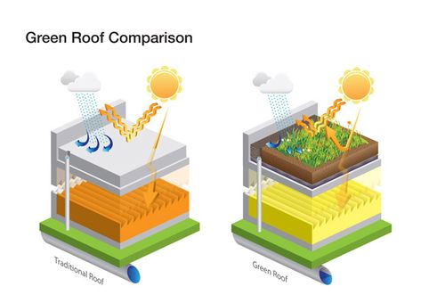 Green Roof Benefits, Green Roof Design, Green Roof Building, Grass Roof, Solar Energy Projects, Entrance Gates Design, Green School, Roof Architecture, Concept Diagram