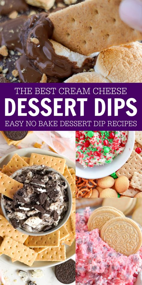 Easy Party Desserts No Bake, Cream Cheese Graham Cracker Dip, Dessert Dips Charcuterie Board, Cream Cheese Dips Sweet, Easy Cream Cheese Dip Desserts, Easy No Bake Dessert Dips, Cream Cheese Dip Dessert, Dessert Cream Cheese Dip, Quick Dessert Dips