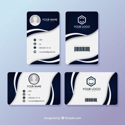 Id card template Free Vector | Free Vector #Freepik #freevector #business #abstract #card #office White Business Card Design, Identity Card Design, Id Card Design, Employees Card, Construction Business Cards, Business Card Texture, Graphic Design Business Card, Name Card Design, Id Card Template