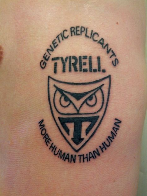 Tyrell, the firm that creates replicants.  -Bladerunner Bladerunner Tattoo Ideas, Blade Runner 2049 Tattoo Ideas, Blade Runner 2049 Tattoo, Bladerunner Tattoo, Blade Runner Tattoo, Fantasy Tattoo Ideas, Runner Tattoo, Tattoo Ideas Arm, Blade Tattoo