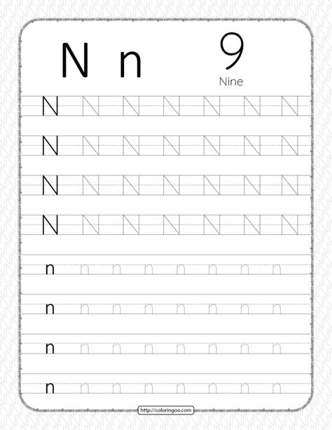 letter tracing printables Letter N Tracing Worksheet, Letter H Printable, Alphabet Handwriting Worksheets, Dotted Letters, Letter N Worksheet, Tracing Alphabet Letters, Letter Tracing Printables, Alphabet Writing Worksheets, Free Printable Alphabet Worksheets