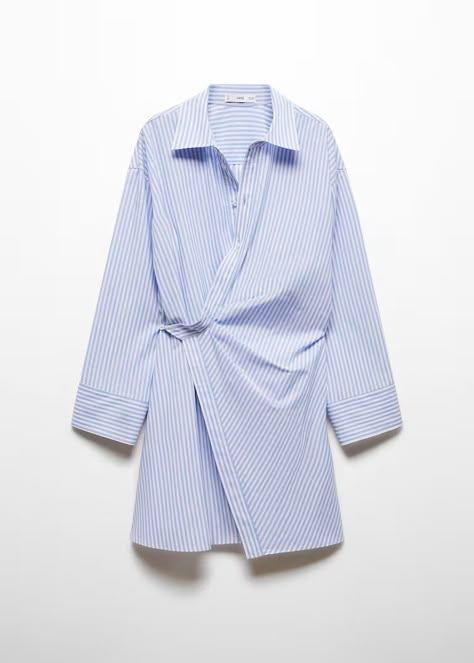 Robe chemisier à rayures - Femme | Mango France Button Shirt Women, Wrap Shirt Dress, Wishlist Clothes, Short Design, Skin Therapy, Cotton Shirt Dress, Striped Shirt Dress, Tailored Dress, Designer Shorts