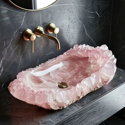 Rose quartz sink✋️🙂‍↕️🙂‍↕️ This images are generated using AI #crystals #gemstone #rosequartz Crystal Tub, Mother Tree, Quartz Sink, Healing Center, Rose Quartz Gemstone, Rose Quartz Crystal, Silver Jewellery, Quartz Crystal, Precious Stones