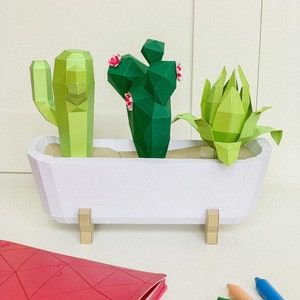 Opuntia Cactus, Paper Cactus, Cactus Printable, Fake Plants Decor, Plant Crafts, Origami 3d, Paper Lovers, Diy Store, Papercraft Templates