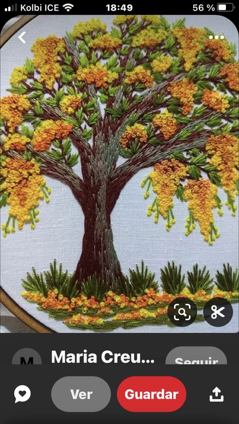 Embroidery Tree Pattern, Diy Embroidery Flowers, Embroidered Placemats, Embroidered Curtains, Embroidered Accessories, Sulaman Pita, Embroidery Hoop Art Diy, Birds Embroidery Designs, Hand Embroidery Patterns Flowers