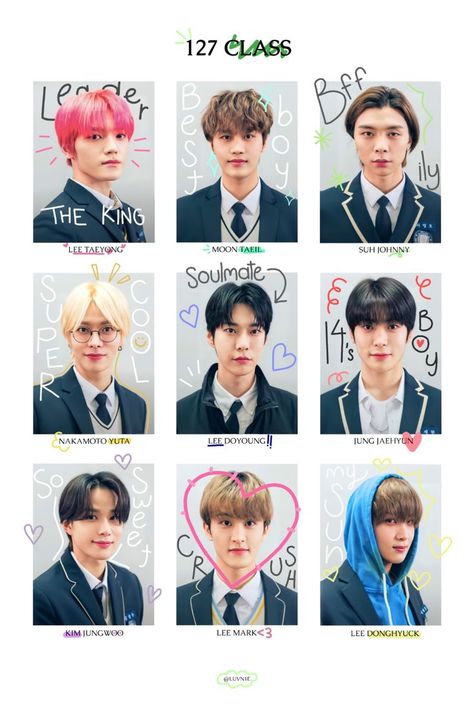 Nct 127 Poster, Funny Yearbook Quotes, Funny Yearbook, Nct 127 Members, Poster School, Y2k Posters, Virtual Boy, Yearbook Quotes, Graphic Design Infographic