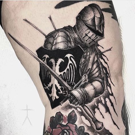 2,306 curtidas, 9 comentários - ➕BLACKWORKERS_TATTOO➕ (@blackworkers_tattoo) no Instagram: “Tattoo by @xcjxtattooer #blackworkers #blackworkers_tattoo #tattoo #bw #blackwork #blacktattoo” Medieval Tattoos, Woodcut Tattoo, Helmet Tattoo, Medieval Tattoo, Arm Tats, Knight Tattoo, Instagram Tattoo, Warrior Tattoo, Dark Tattoo