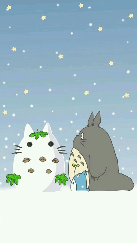 Totoro Pictures, Winter Snow Wallpaper, Totoro Ghibli, Totoro Art, Studio Ghibli Background, Xmas Wallpaper, Ghibli Artwork, Funny Pix, Cute Christmas Wallpaper