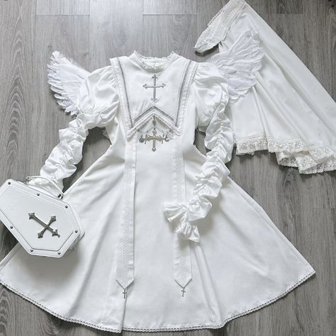 Angelic Outfits Aesthetic, Angel Aesthetic Outfit, Angelcore Aesthetic Outfits, Emo Aesthetic Outfit, Angelcore Clothes, Angelcore Outfits, Angelic Outfits, Angel Outfits, Angelcore Aesthetic