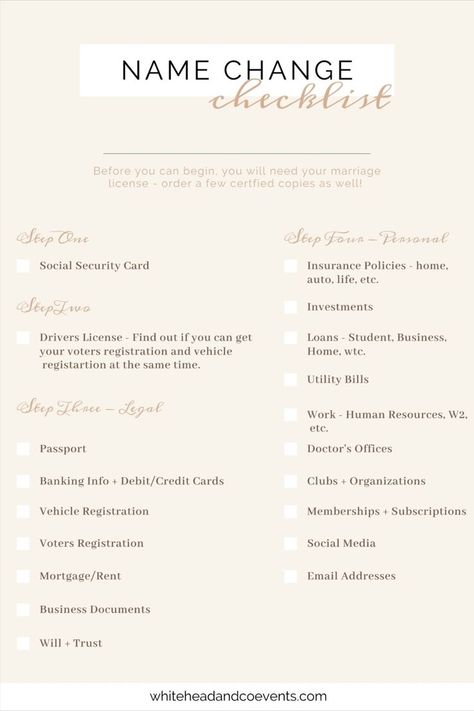 Change Name After Marriage, Name Change Checklist, Marriage Name Change, Changing Last Name, Changing Your Last Name, Changing Your Name, After Marriage, Marriage License, Future Wedding Plans