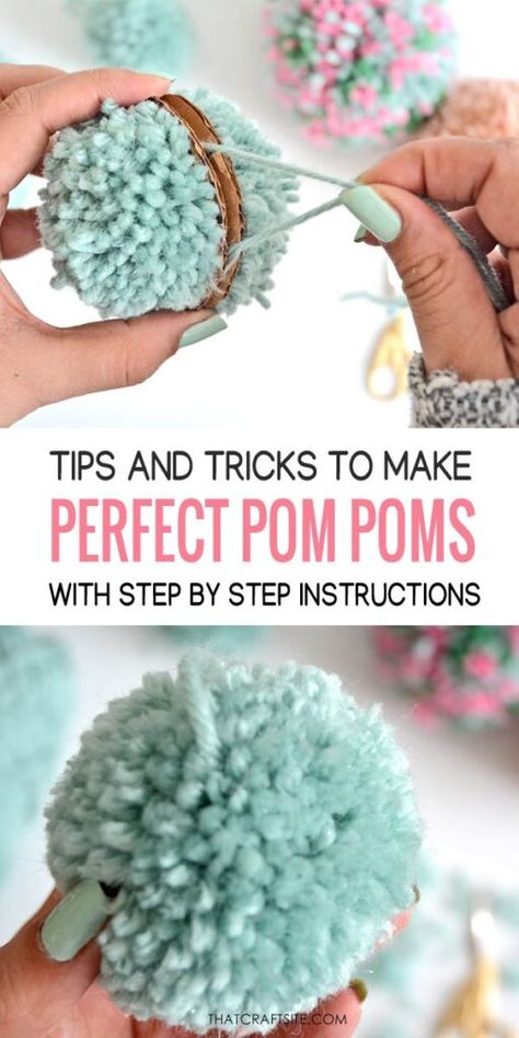 Pom Pom Template, Diy Yarn Pom Pom, Make Pom Poms, Cardboard Template, Pom Pom Balls, Pom Crafts, Diy Pom Poms, Leftover Yarn, Yarn Dolls