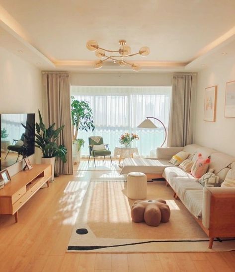 Modern Muji Living Room, Muji Style Living Room, Simple Home Decor Minimalist, Muji Living Room, Korean Living Room, Condo Interior Design, Condo Interior, Apartment Living Room Design, 아파트 인테리어