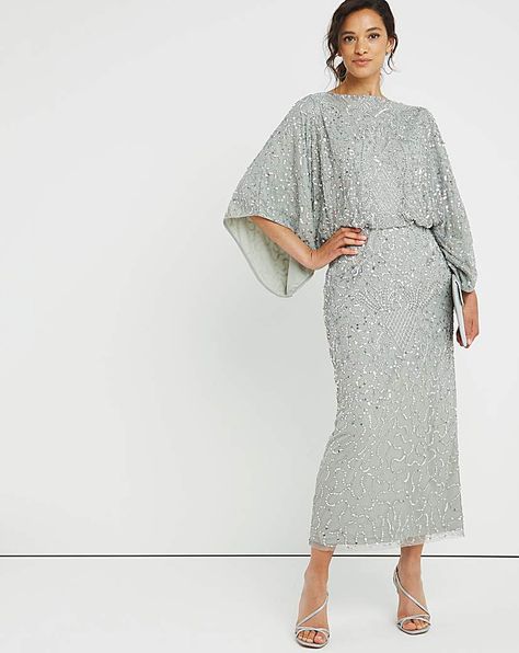 Roll Neck Dress, Formal Wedding Attire, Sequin Wrap Dress, Beaded Maxi Dress, Mother Of Bride Outfits, Batwing Dress, Dress Sage, Long Sleeve Velvet Dress, Mother Of The Bride Outfit