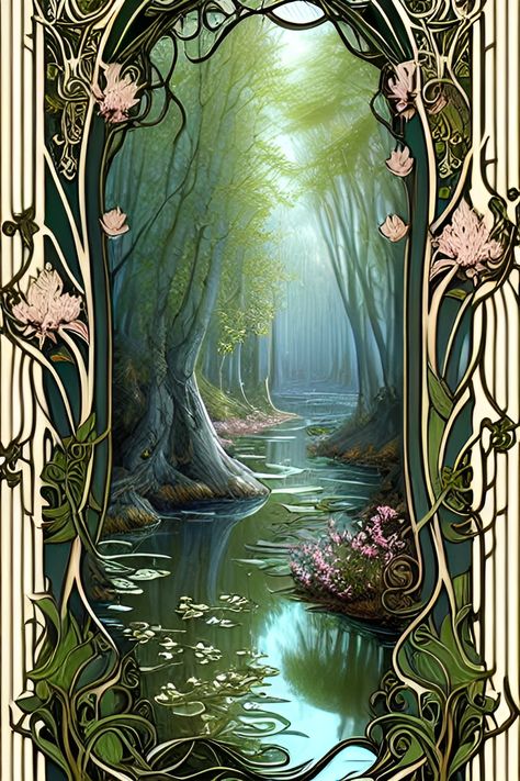 Murals Ideas, 2024 Tattoo, Postal Vintage, Art Nouveau Illustration, Wallpaper Project, Miniature Printables, Autumn Painting, Forest Fairy, Mural Wall Art