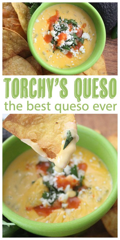 Papasitos Recipes, Restaurant Queso Dip, Green Chili Queso Dip, Torchys Queso Recipe, Easy Queso Dip, Best Queso Recipe, Best Copycat Recipes, Pasta Soups, Queso Dip Recipe