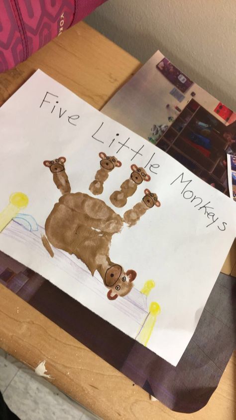 Monkeys Preschool Activities, Number 5 Art Preschool, Nursery Rhymes Infant Crafts, Nursery Rymes Crafts For Toddlers, Easy Monkey Craft Preschool, Brown Activities For Toddlers, Amazing Animals Theme Toddlers Classroom, Nursery Rhymes Art For Toddlers, Nursery Rhymes Activities For Babies