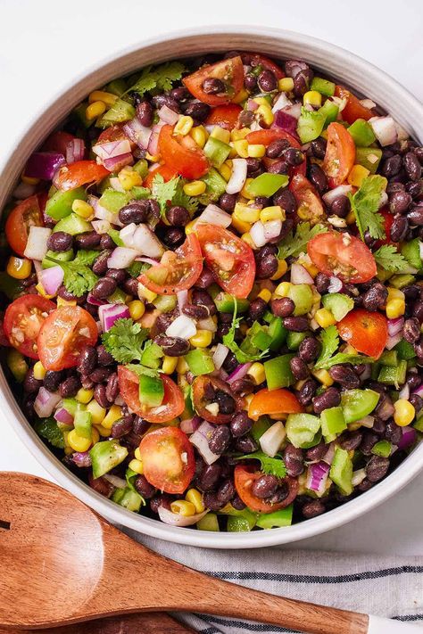 Black Bean Salad Black Bean Salad Recipes Healthy, Bean Salads Healthy Easy, Black Soybean Recipes, Vegan Black Bean Salad, Corn And Black Bean Salad Recipe Healthy, Weight Watcher Black Bean And Corn Salad, Ww Black Bean And Corn Salad, 5 Bean Salad, Soybean Recipe