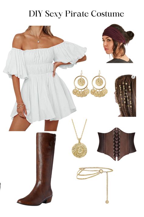 Happy Spooky Season! Here is an idea for a DIY Halloween costume with some basics to start off with, all available on Amazon. (swipe to get to links) Add some gold jewelry to create more detail Pirate Outfit Diy, Diy Pirate Costume For Women, Pirate Outfit Women, Diy Pirate Costume, Pirate Halloween Costume, Diy Pirate, Pirate Costume Diy, Pirate Dress, Female Pirate Costume