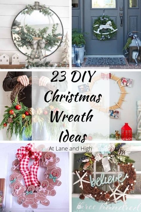 Today I have 23 amazing DIY Christmas Wreath Ideas you can make for your home this year! Christmas Wreaths For Front Door Modern, Decorate Christmas Wreath, Homemade Wreath Ideas, Door For Christmas, Diy Christmas Angel Ornaments, Diy Magnolia Wreath, Buffalo Check Christmas Decor, Diy Christmas Door Decorations, Christmas Wreath Ideas