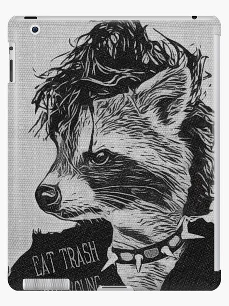 Rock Baby Clothes, Trash Pandas, Half Skull, Raccoon Art, Panda Tattoo, Sticker Design Inspiration, Punk Rock Outfits, Rock Baby, Trash Panda