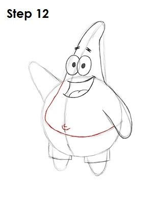 Draw Patrick Star Step 12 Draw Patrick Star, Patrick Drawing, Draw Spongebob, Spongebob Squarepants Cartoons, Patrick Spongebob, Danielle Fishel, Spongebob Drawings, Cartoon Character Tattoos, Witchcraft Books