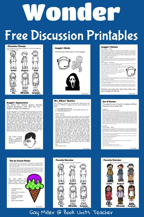 Wonder Rj Palacio, Teaching Wonder, Wonder Novel, Wonder Activities, Book Report Projects, Novel Activities, Novel Study Units, Wonder Book, 4th Grade Reading