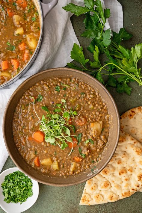 Classic Lentil Soup - Best of Vegan Lentil Soup Green Lentils, Lentil Soup With Spinach Recipe, Minimalist Baker Lentil Soup, Vegan Lentil Soup Recipes, Lemony Red Lentil Soup, Ravioli Soup, Spiced Lentil Soup Chef Bai, Lentil Chili, Chicken Pot Pie Soup