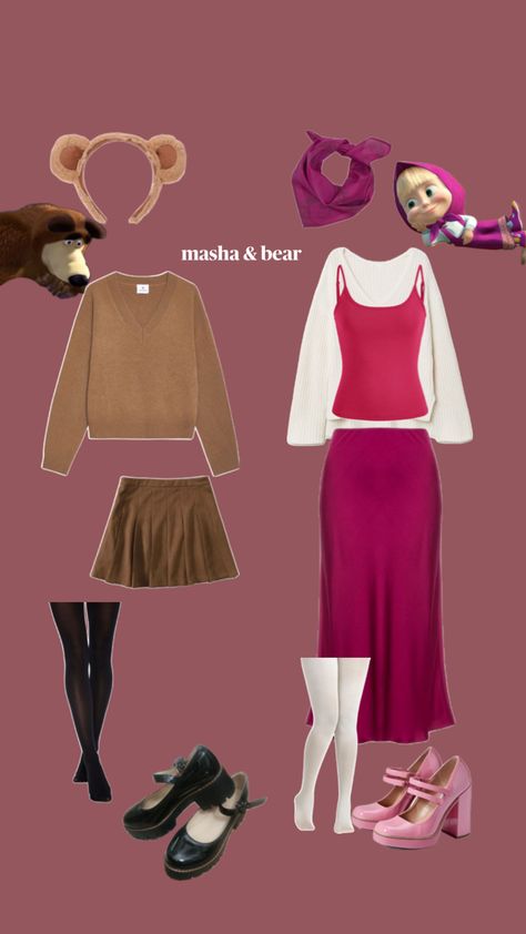 Masha And The Bear Costume Diy, Masha And The Bear Costume, Duolingo Halloween Costume, Bear Costume Womens Diy, Teddy Bear Halloween Costume Women, Cute Bear Halloween Costumes, Teddy Bear Costume Women, Cutesy Costumes, Masha Costume