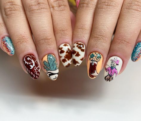 Brianna | Her husband said to do, “Rodeo, Cowboy, Fish vibes” and honestly, I think we nailed it 😂 • All products are @luxapolish Use code bmb10… | Instagram Cowboy Nail Art, Cowboy Christmas Nails, Rodeo Nails Designs, Rodeo Nails Westerns, Cowboy Nails Western, Western Christmas Nails, Western Nail Art, Rodeo Nails, Cowboy Nails