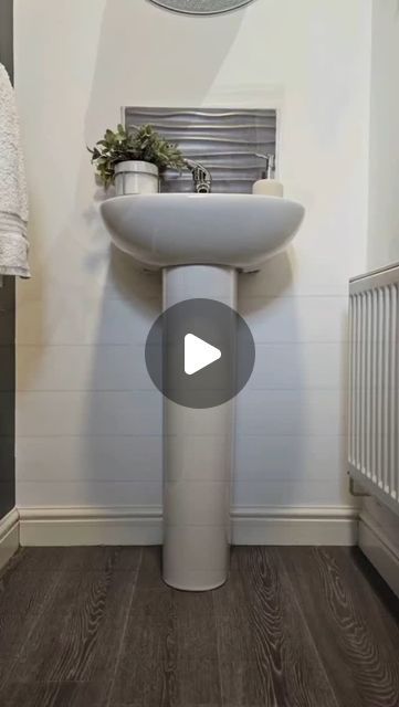 Interior Design & Home Decor on Instagram: "BATHROOM TRANSFORMATION ON A BUDGET

Such a bonus it hides that ugly pedastal sink to..

#undersinkstorage #sinkstorage
#storagesolutions #storageideas #storagehacks" Small Bathroom Pedestal Sink Ideas, Diy Pedestal Sink Cabinet, Cabinet For Pedestal Sink, Bathroom Pedestal Sink Ideas, Pedestal Sink Storage Ideas, Small Bathroom Pedestal Sink, Pedastal Sink, Pedestal Sink Ideas, Pedestal Sink Storage