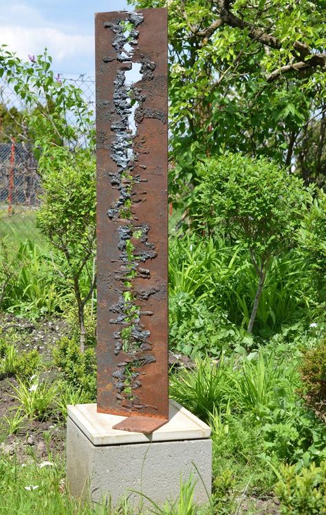 Gateways II. Sculpture by Sejben Lajos | Saatchi Art Garden Tools Decor, Rusty Metal Garden Art, Unique Yard Art, Junk Metal Art, Sheet Metal Art, Metal Sculptures Garden, Yard Sculptures, Lawn Art, Metal Yard Art