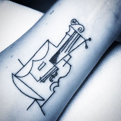 Picasso Tattoo, Violin Tattoo, Art Inspired Tattoos, Music Notes Tattoo, Sailor Jerry Tattoos, History Tattoos, Guitar Tattoo, Note Tattoo, Music Tattoo