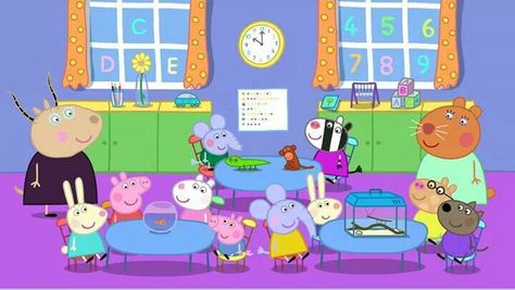 Peppa Pig has Show and Tell!!! Bebe'!!! Peppa and her friends at school!!! Peppa Pig Tv, Thomas Birthday Cakes, Peppa Pig Memes, Peppa Pig Teddy, Peppa Pig Baby, Pepper Pig, Pig Family, Peppa Pig Birthday Party, Peppa Pig Party