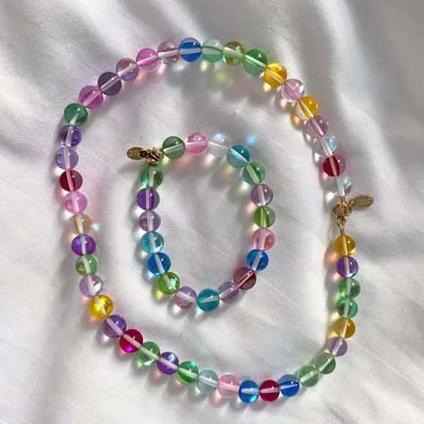 Bubble Bracelet, Colorful Bead Bracelets, Glass Beads Necklace, Bracelet Rainbow, Indie Jewelry, Bubble Necklaces, 21st Birthday Gifts, Shine Bright Like A Diamond, Necklace And Bracelet