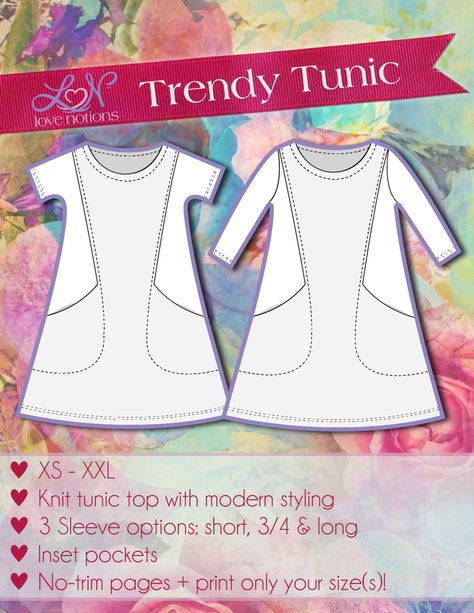 Trendy Tunic, Tunic Sewing Patterns, Girls Tunics, Trendy Sewing, Make Your Own Clothes, Knit Fabrics, Indie Sewing Patterns, Tunic Pattern, Sewing Gifts